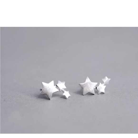 NEW 925 Sterling Silver Star Stud Earrings - Picture 4 of 5